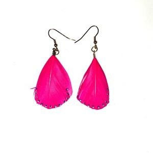 HOT PINK FEATHER EARRINGS